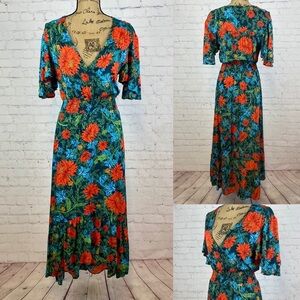 Abel The Label Green Floral Print High Lo Maxi